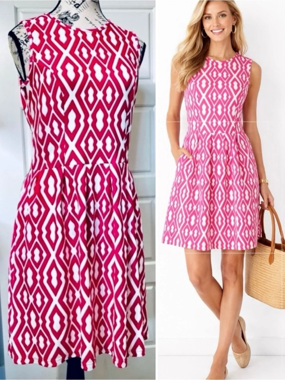 JUDE CONNALLY Mary Pat Pink IKat Jude Cloth Sheath Dress Pockets Sz Small - Picture 1 of 12